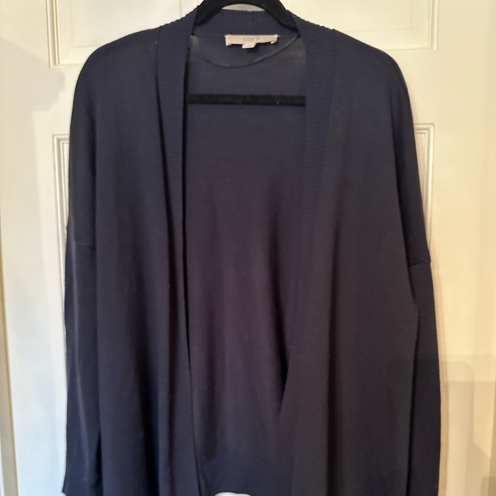 Loft cardigan sweater, navy, size large